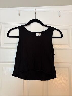 Divided Black Crewneck Crop Top